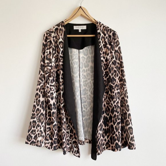 Socialite Curve NWOT Women's Casual Blazer, Open Front, Leopard Print, Size 2X - Picture 1 of 8